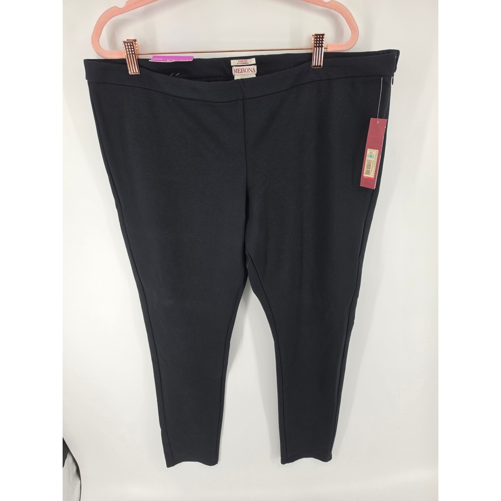 Merona Womens Skinny Pants Ebony Black Stretch Side Zip Trousers Size 18 NWT